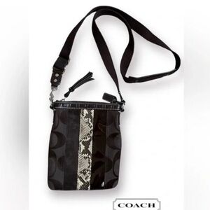 EUC Vintage Coach Black and Brown Crossbody Bag Snakeskin accent